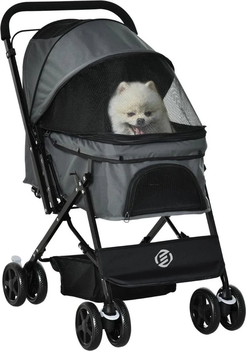 Hondenbuggy - Honden Buggy - Hondenbuggy's - Hondenbuggy All Terrain - Hondenbuggy Comfort - Hondenwagen - Kinderwagen voor Hond - Kinderwagen voor Honden de Equivera en Gris foncé – photo produit