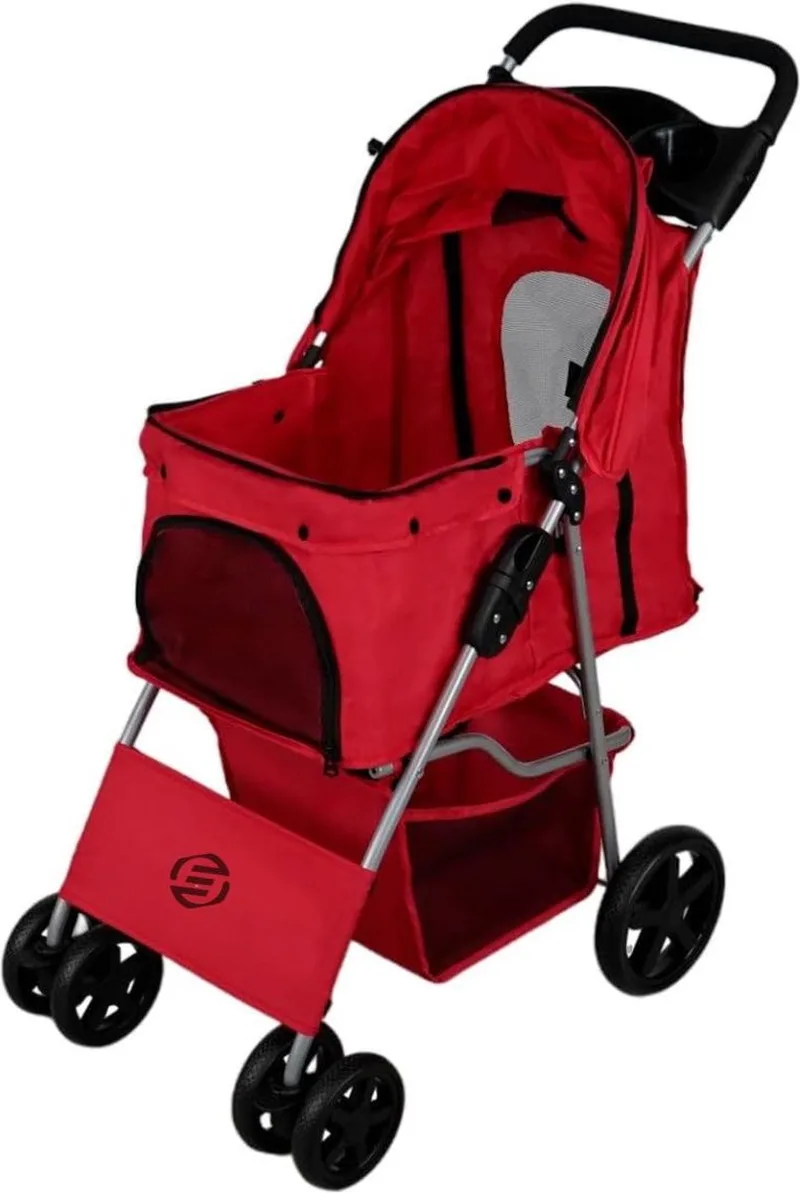 Hondenbuggy - Honden Buggy - Hondenbuggy's - Hondenbuggy All Terrain - Hondenbuggy Comfort - Hondenwagen - Kinderwagen voor Hond - Kinderwagen voor Honden by Equivera in Red – product photo