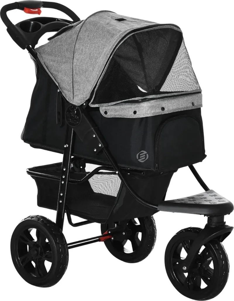 Hondenbuggy - Honden Buggy - Hondenbuggy's - Hondenbuggy All Terrain - Hondenbuggy Comfort - Hondenwagen - Kinderwagen voor Hond - Kinderwagen voor Honden de Equivera en Gris – photo produit