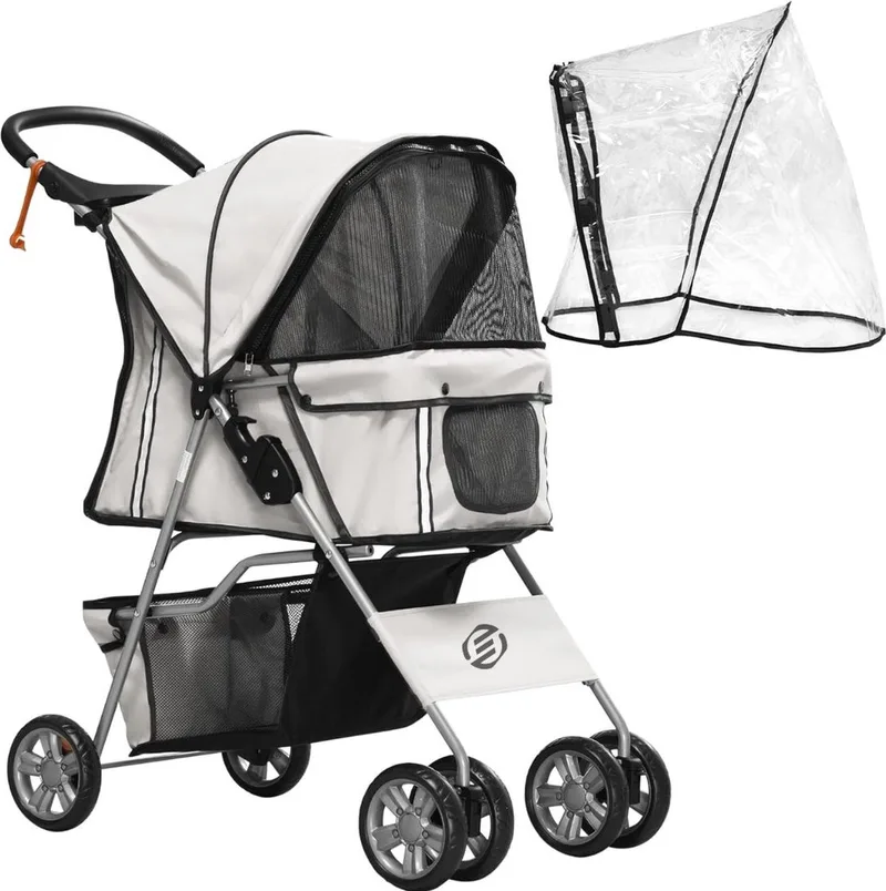 Hondenbuggy - Honden Buggy - Hondenbuggy's - Hondenbuggy All Terrain - Hondenbuggy Comfort - Hondenwagen - Kinderwagen voor Hond - Kinderwagen voor Honden von Equivera in Grau – Produktfoto