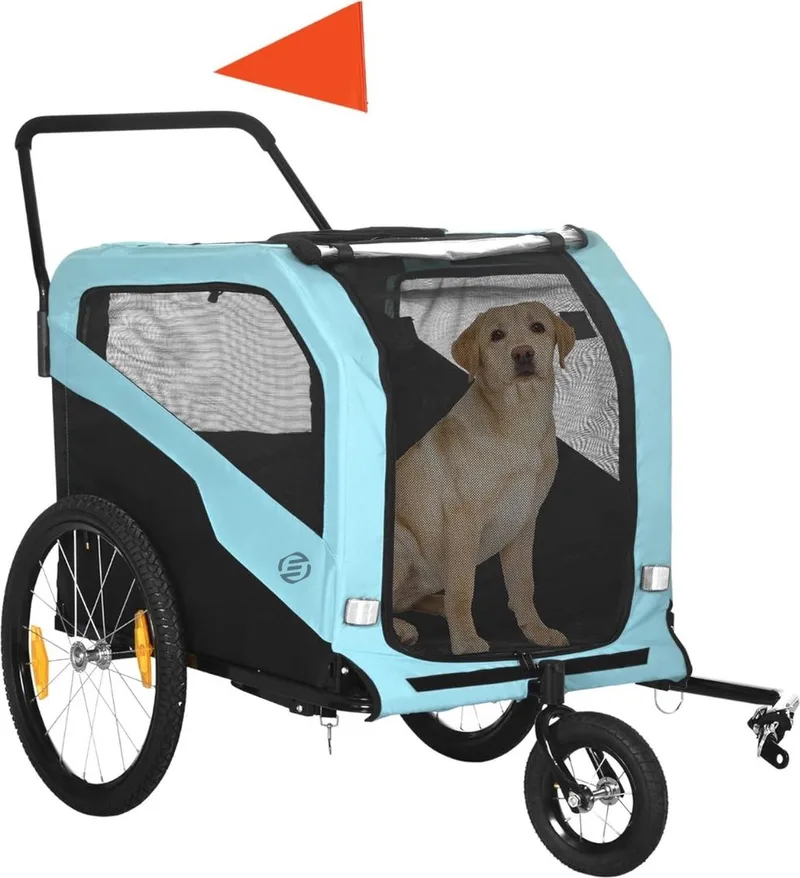 Hondenbuggy - Honden Buggy - Hondenbuggy's - Hondenbuggy All Terrain - Hondenbuggy Comfort - Hondenwagen - Kinderwagen voor Hond - Kinderwagen voor Honden by Equivera in Blue – product photo