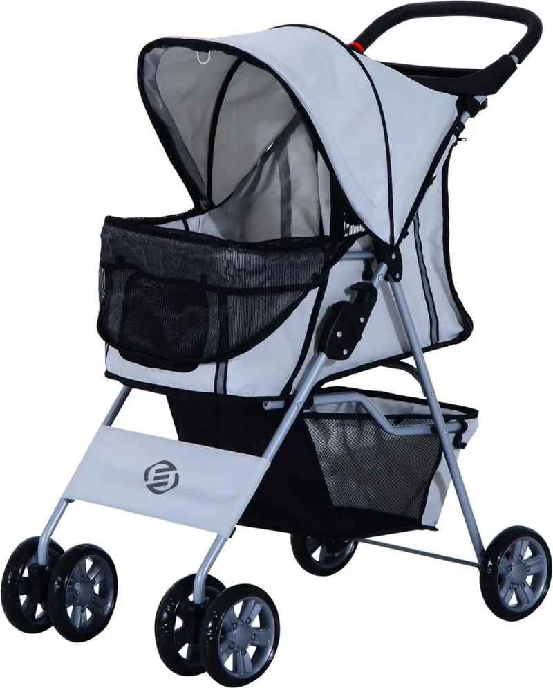 Hondenbuggy - Honden Buggy - Hondenbuggy's - Hondenbuggy All Terrain - Hondenbuggy Comfort - Hondenwagen - Kinderwagen voor Hond - Kinderwagen voor Honden by Equivera in Silver – product photo