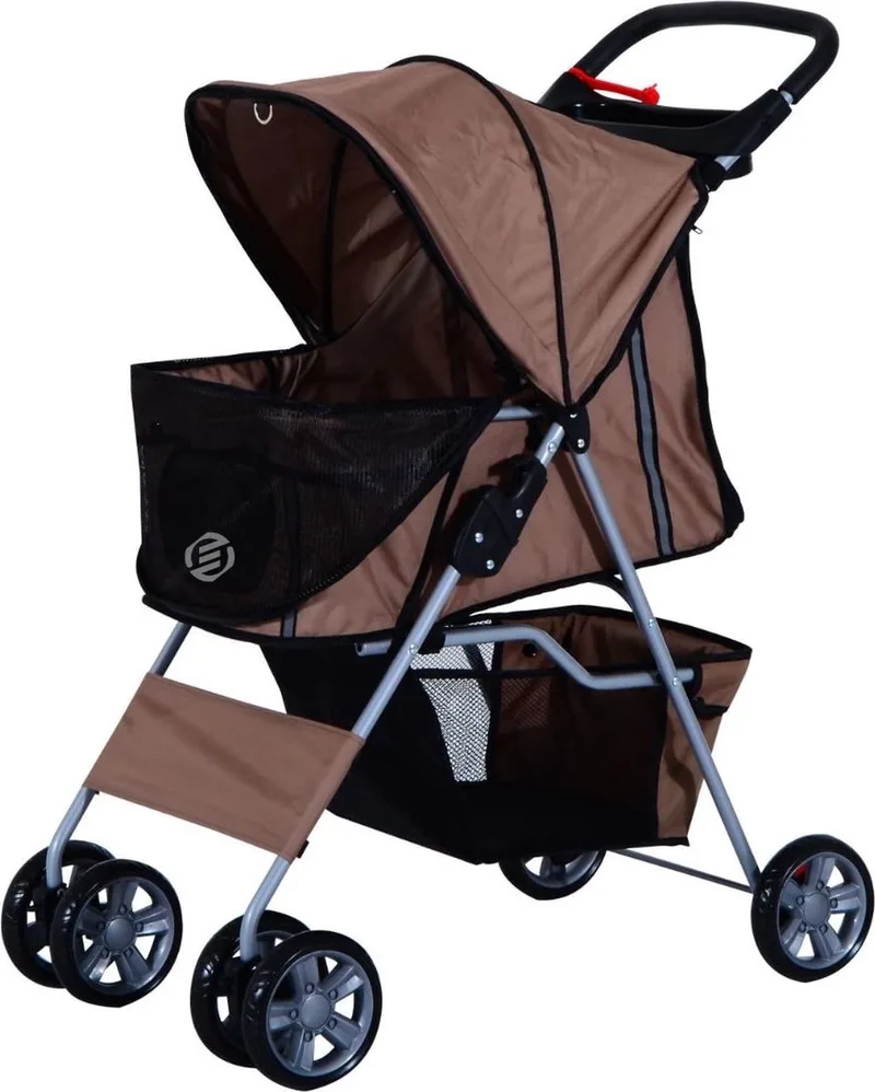Hondenbuggy - Honden Buggy - Hondenbuggy's - Hondenbuggy All Terrain - Hondenbuggy Comfort - Hondenwagen - Kinderwagen voor Hond - Kinderwagen voor Honden de Equivera en Marron – photo produit