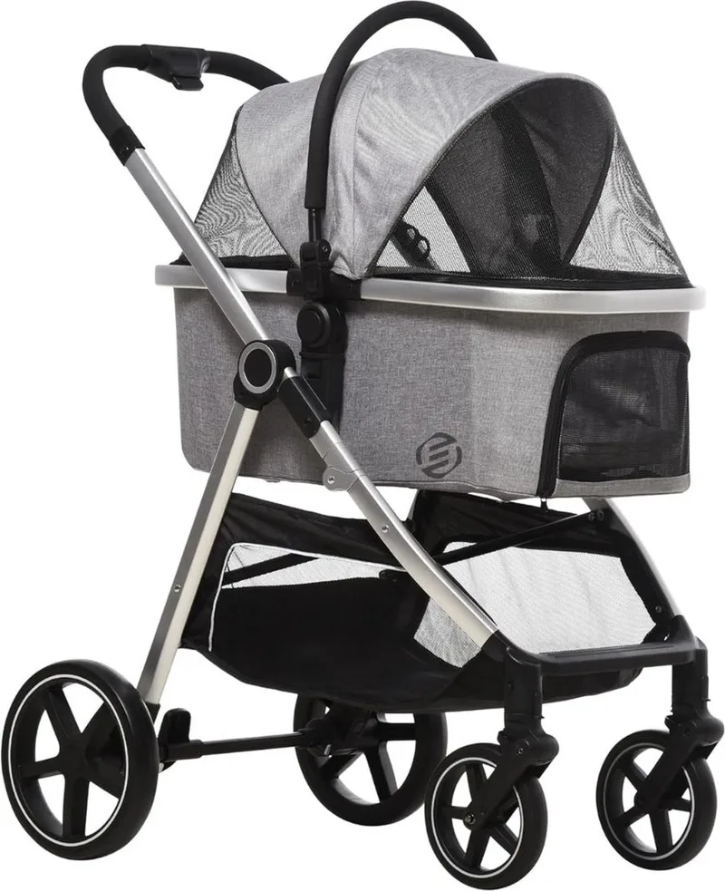 Hondenbuggy - Honden Buggy - Hondenbuggy's - Hondenbuggy All Terrain - Hondenbuggy Comfort - Hondenwagen - Kinderwagen voor Hond - Kinderwagen voor Honden by Equivera in Grey – product photo