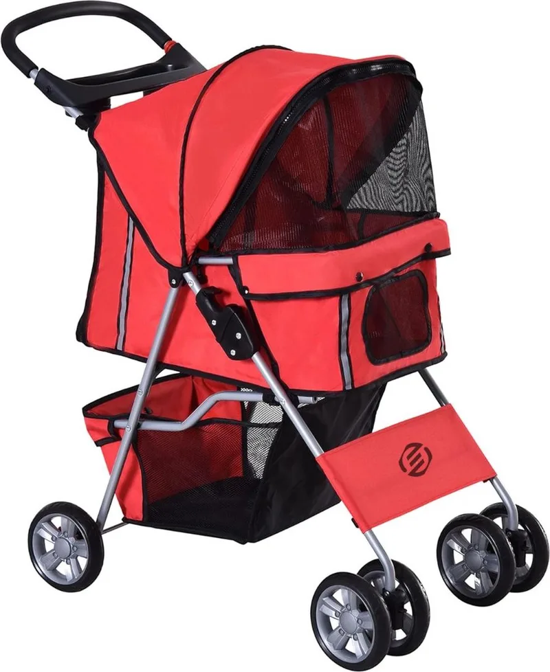 Hondenbuggy - Honden Buggy - Hondenbuggy's - Hondenbuggy All Terrain - Hondenbuggy Comfort - Hondenwagen - Kinderwagen voor Hond - Kinderwagen voor Honden de Equivera en Rouge – photo produit