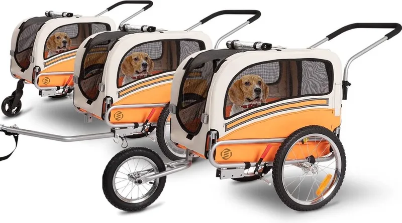 Hondenbuggy - Honden Buggy - Hondenbuggy's - Hondenbuggy All Terrain - Hondenbuggy Comfort - Hondenwagen - Kinderwagen voor Hond - Kinderwagen voor Honden de Equivera en Jaune – photo produit