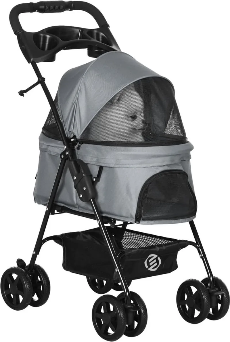 Hondenbuggy - Honden Buggy - Hondenbuggy's - Hondenbuggy All Terrain - Hondenbuggy Comfort - Hondenwagen - Kinderwagen voor Hond - Kinderwagen voor Honden de Equivera en Gris – photo produit