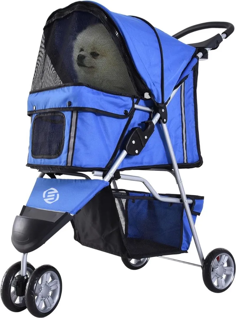 Hondenbuggy - Honden Buggy - Hondenbuggy's - Hondenbuggy All Terrain - Hondenbuggy Comfort - Hondenwagen - Kinderwagen voor Hond - Kinderwagen voor Honden de Equivera en Bleu – photo produit