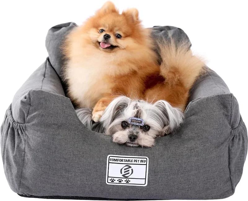 Hondenmand Auto - Autostoel Hond - Automand Hond - Hondenstoel Auto - Hondenmand Auto Achterbak - Hondenkussen Auto - Honden Mand Auto fra Equivera i Grå – produktbillede