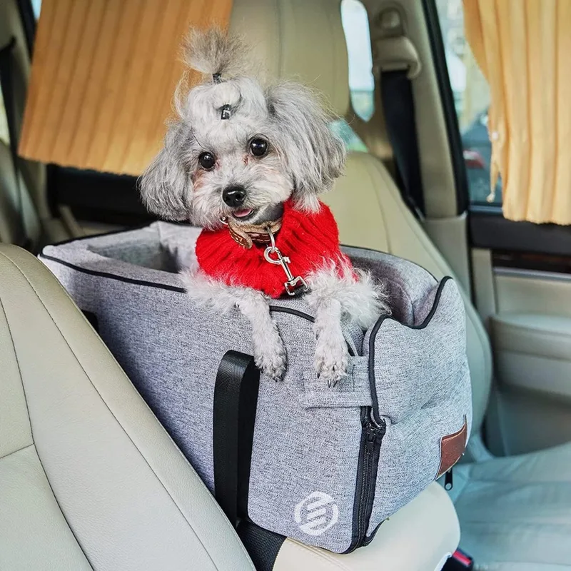 Hondenmand Auto - Autostoel Hond - Automand Hond - Hondenstoel Auto - Hondenmand Auto Achterbak - Hondenkussen Auto - Honden Mand Auto by Equivera in Grey – product photo