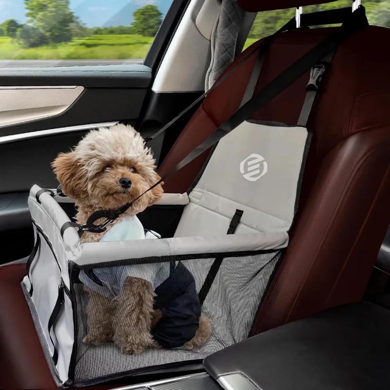 Hondenmand Auto - Autostoel Hond - Automand Hond - Hondenstoel Auto - Hondenmand Auto Achterbak - Hondenkussen Auto - Honden Mand Auto by Equivera in Grey – product photo