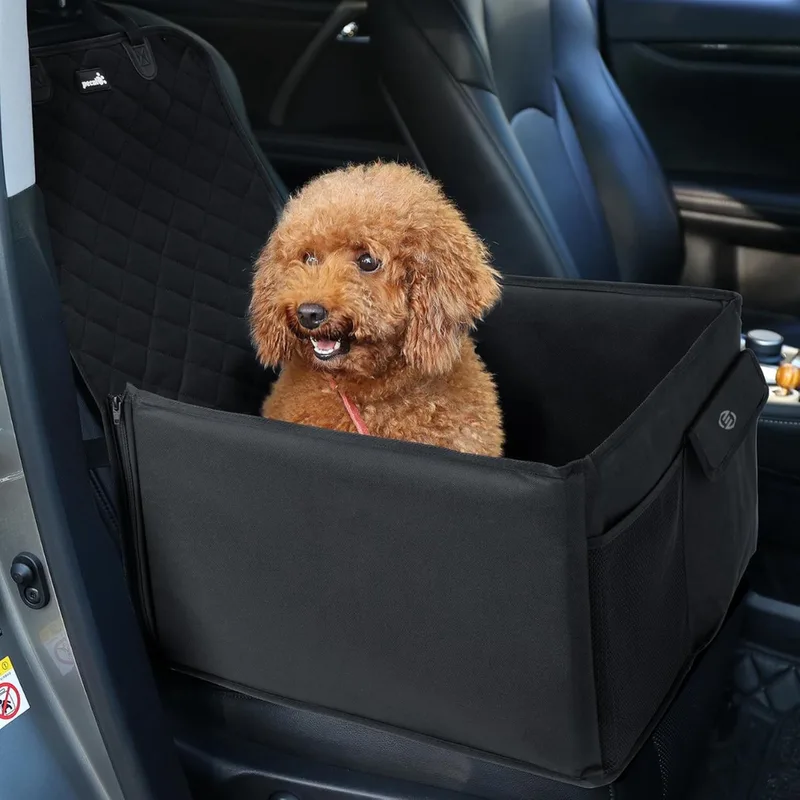 Hondenmand Auto Met Gordel - Hondenmand - Hondenmand Auto - Autostoel Hond - Hondenstoel Auto - Met Gordel de Equivera en Noir – photo produit