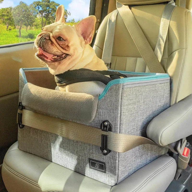 Hondenmand Auto Met Gordel - Hondenmand - Hondenmand Auto - Autostoel Hond - Hondenstoel Auto - Met Gordel by Equivera in Grey – product photo
