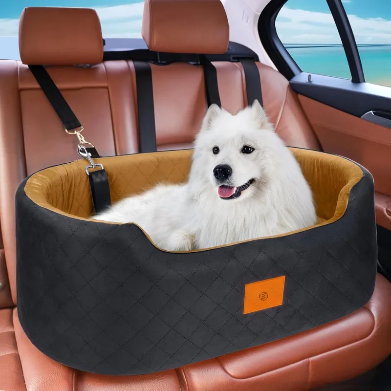 Hondenmand Auto Met Gordel - Hondenmand - Hondenmand Auto - Autostoel Hond - Hondenstoel Auto - Met Gordel by Equivera in Black – product photo