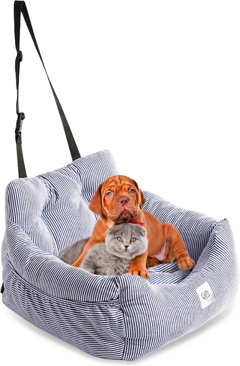 Hondenmand Auto Met Gordel - Hondenmand - Hondenmand Auto - Autostoel Hond - Hondenstoel Auto - Met Gordel by Equivera in Blue – product photo