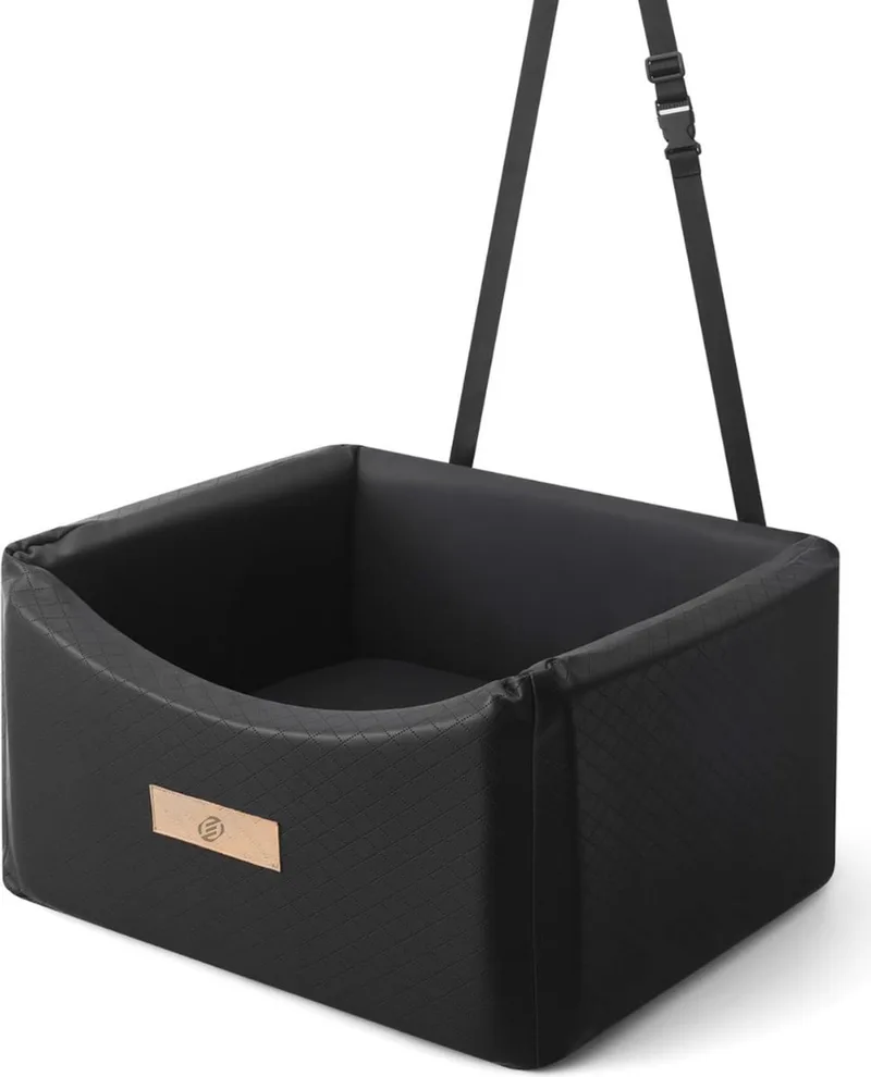 Hondenmand Auto Met Gordel - Hondenmand - Hondenmand Auto - Autostoel Hond - Hondenstoel Auto - Met Gordel by Equivera in Black – product photo