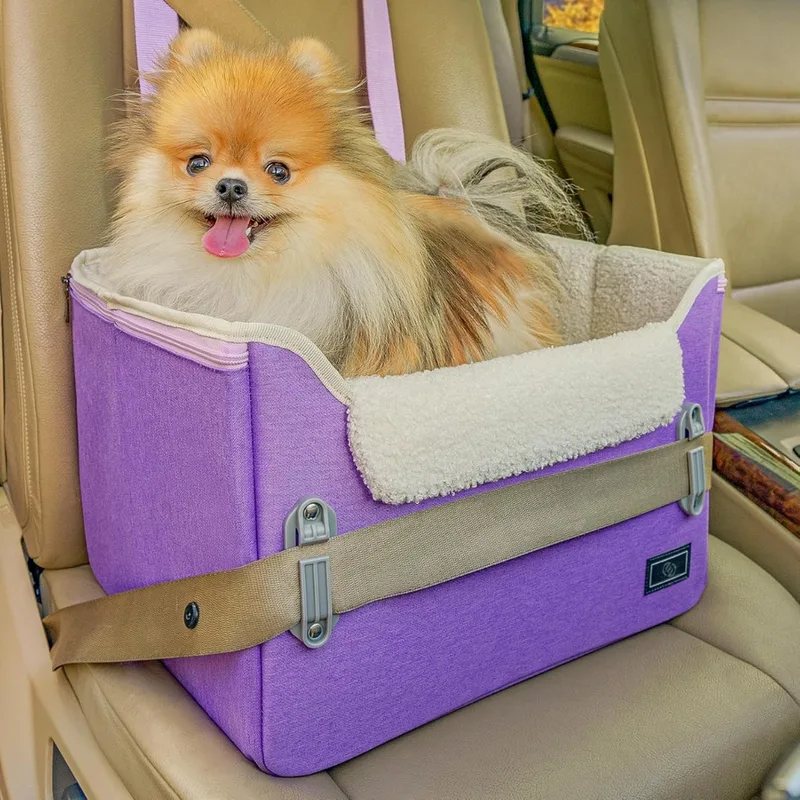 Hondenmand Auto Met Gordel - Hondenmand - Hondenmand Auto - Autostoel Hond - Hondenstoel Auto - Met Gordel by Equivera in Purple – product photo