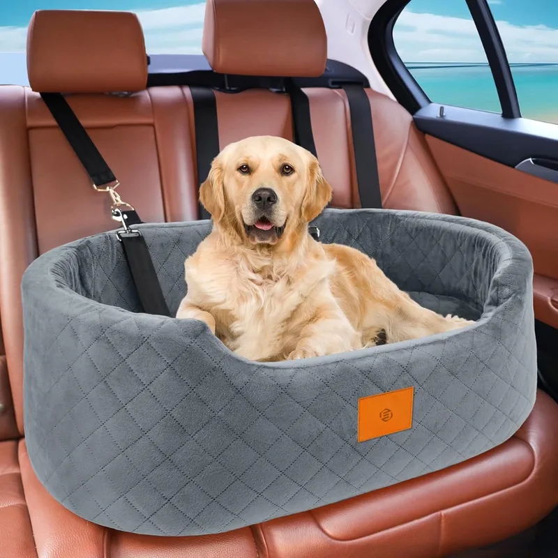 Hondenmand Auto Met Gordel - Hondenmand - Hondenmand Auto - Autostoel Hond - Hondenstoel Auto - Met Gordel by Equivera in Grey – product photo