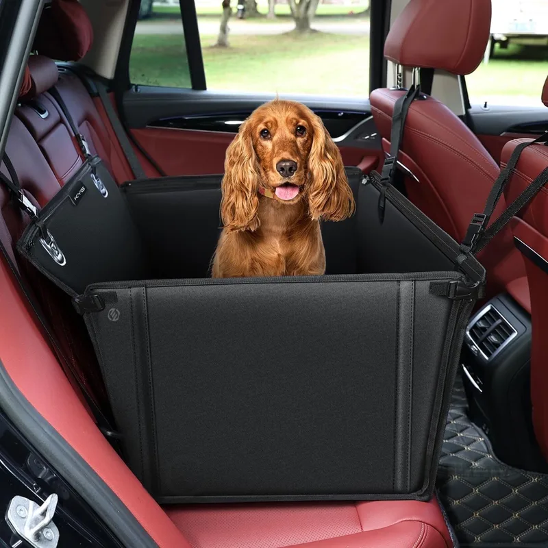 Hondenmand Auto Met Gordel - Hondenmand - Hondenmand Auto - Autostoel Hond - Hondenstoel Auto - Met Gordel de Equivera en Noir – photo produit