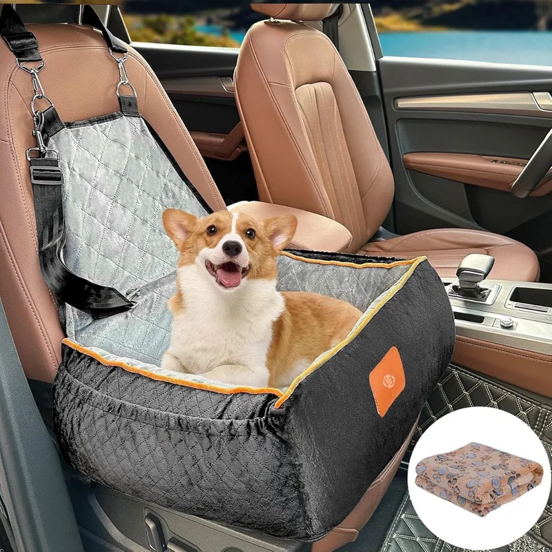 Hondenmand Auto Met Gordel - Hondenmand - Hondenmand Auto - Autostoel Hond - Hondenstoel Auto - Met Gordel by Equivera in Black – product photo