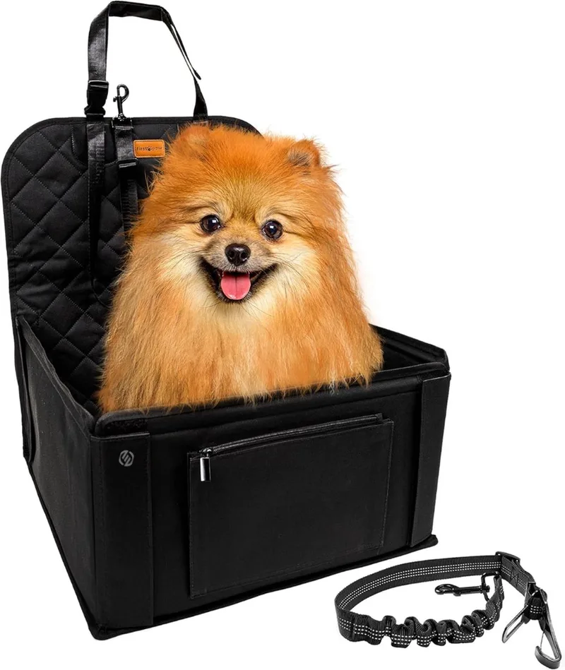 Hondenmand Auto Met Gordel - Hondenmand - Hondenmand Auto - Autostoel Hond - Hondenstoel Auto - Met Gordel de Equivera en Noir – photo produit