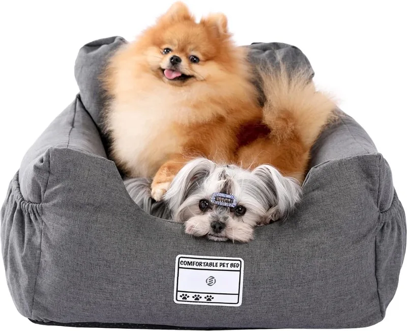 Hondenmand Auto Met Gordel - Hondenmand - Hondenmand Auto - Autostoel Hond - Hondenstoel Auto - Met Gordel fra Equivera i Grå – produktbillede