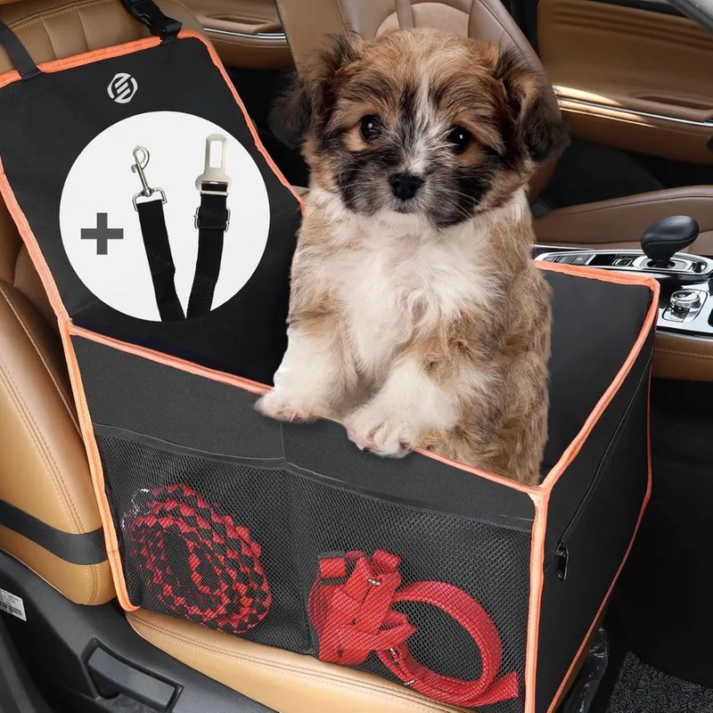 Hondenmand Auto Met Gordel - Hondenmand - Hondenmand Auto - Autostoel Hond - Hondenstoel Auto - Met Gordel by Equivera in Black – product photo