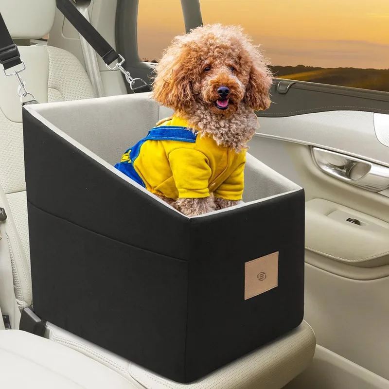 Hondenmand Auto Met Gordel - Hondenmand - Hondenmand Auto - Autostoel Hond - Hondenstoel Auto - Met Gordel by Equivera in Black – product photo