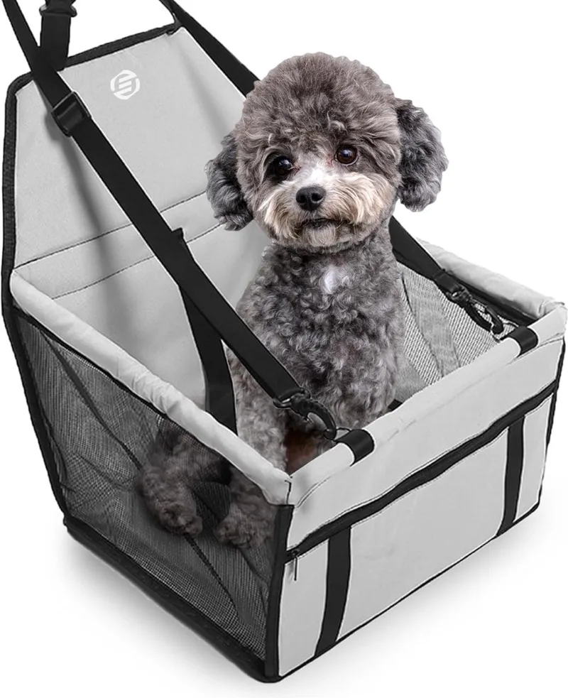 Hondenmand Auto Met Gordel - Hondenmand - Hondenmand Auto - Autostoel Hond - Hondenstoel Auto - Met Gordel by Equivera in Black – product photo