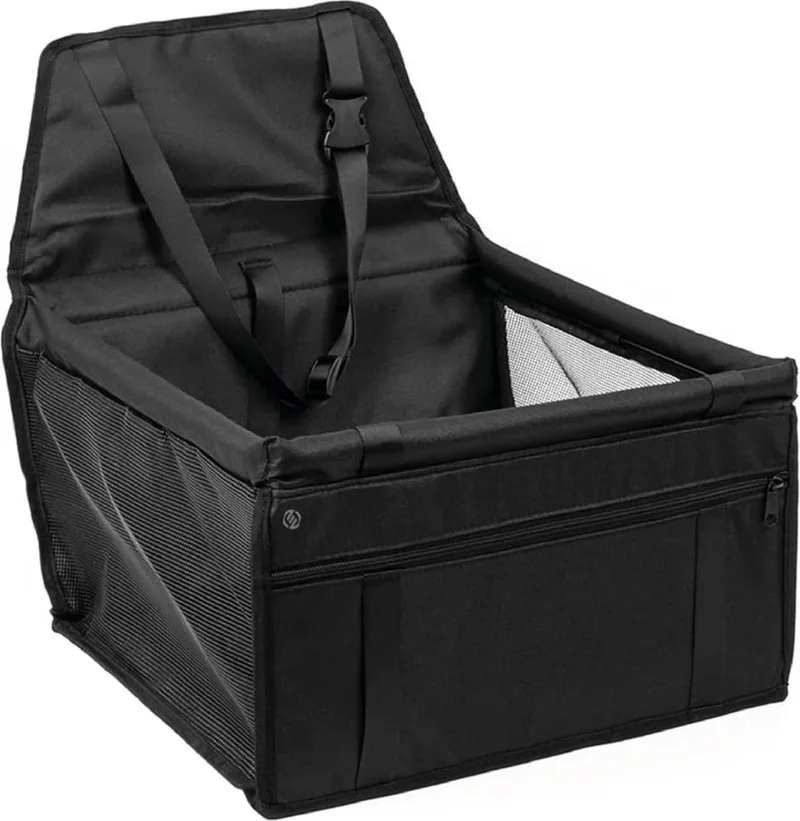 Hondenmand Auto Met Gordel - Hondenmand - Hondenmand Auto - Autostoel Hond - Hondenstoel Auto - Met Gordel by Equivera in Black – product photo
