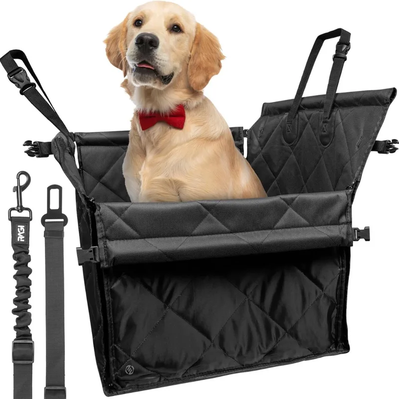 Hondenmand Auto Met Gordel - Hondenmand - Hondenmand Auto - Autostoel Hond - Hondenstoel Auto - Met Gordel fra Equivera i Sort – produktbillede