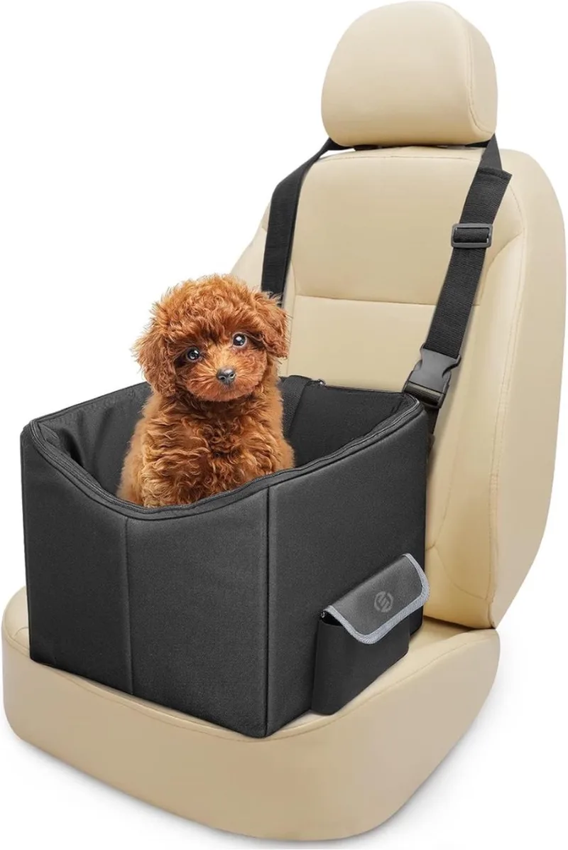 Hondenmand Auto Met Gordel - Hondenmand - Hondenmand Auto - Autostoel Hond - Hondenstoel Auto - Met Gordel de Equivera en Noir – photo produit