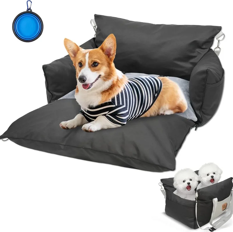 Hondenmand Auto Met Gordel - Hondenmand - Hondenmand Auto - Autostoel Hond - Hondenstoel Auto - Met Gordel by Equivera in Black – product photo