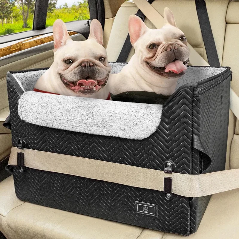 Hondenmand Auto Met Gordel - Hondenmand - Hondenmand Auto - Autostoel Hond - Hondenstoel Auto - Met Gordel by Equivera in Black – product photo