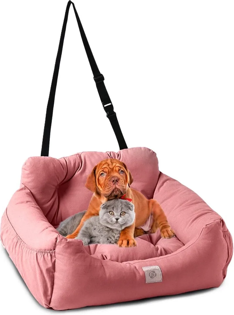 Hondenmand Auto Met Gordel - Hondenmand - Hondenmand Auto - Autostoel Hond - Hondenstoel Auto - Met Gordel by Equivera in Pink – product photo