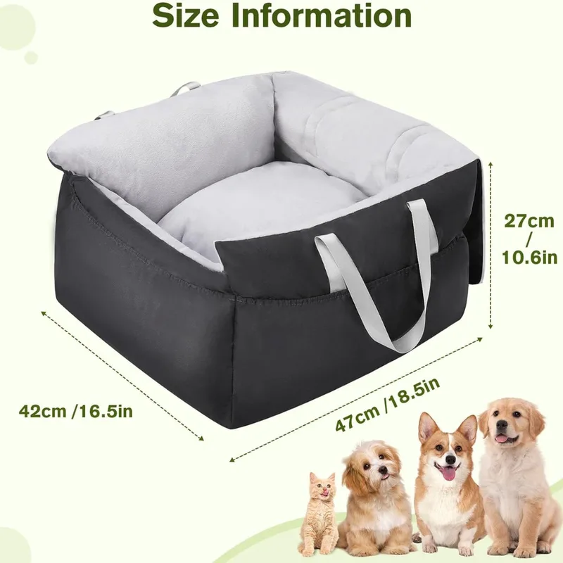 Hondenmand Auto Met Gordel - Hondenmand - Hondenmand Auto - Autostoel Hond - Hondenstoel Auto - Met Gordel by Equivera in Black – product photo