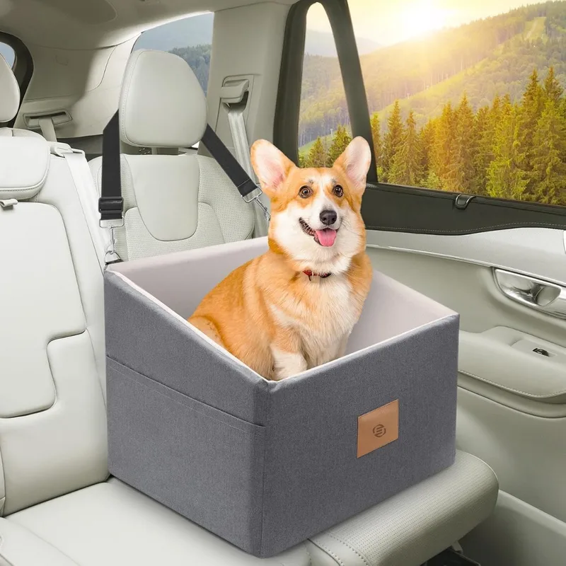 Hondenmand Auto Met Gordel - Hondenmand - Hondenmand Auto - Autostoel Hond - Hondenstoel Auto - Met Gordel by Equivera in Grey – product photo