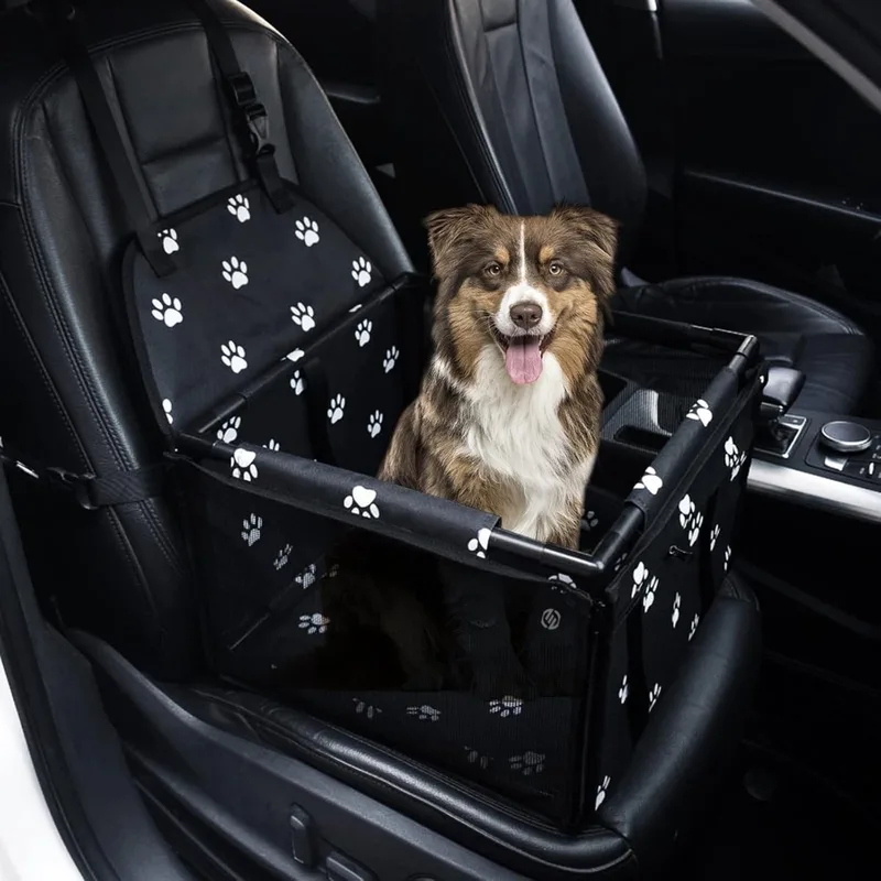 Hondenmand Auto Met Gordel - Hondenmand - Hondenmand Auto - Autostoel Hond - Hondenstoel Auto - Met Gordel de Equivera en Noir – photo produit
