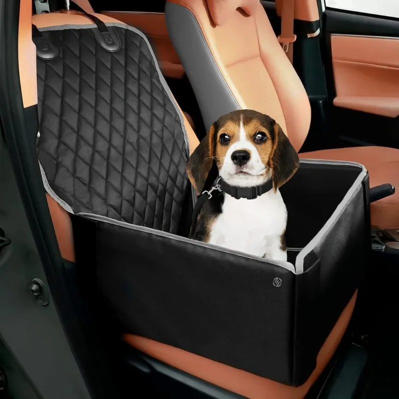 Hondenmand Auto Met Gordel - Hondenmand - Hondenmand Auto - Autostoel Hond - Hondenstoel Auto - Met Gordel fra Equivera i Sort – produktbillede