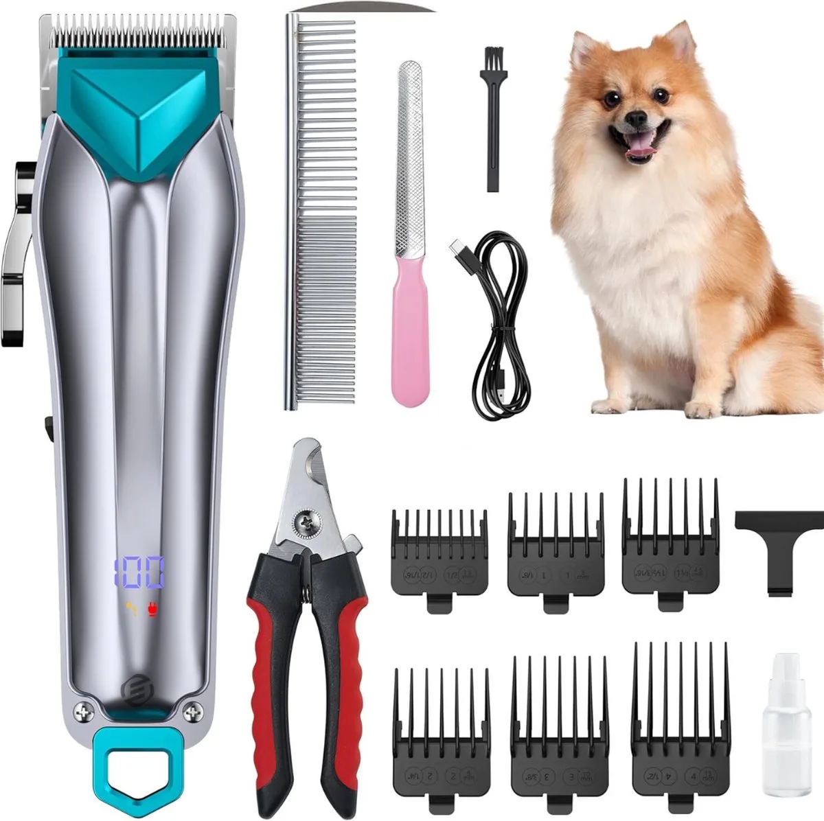 Hondentondeuse Dikke Vacht - Hondentrimmer - Hondentondeuse - Dieren Tondeuse - Honden Tondeuse Voor Trimmers van Equivera in Zilver – productfoto