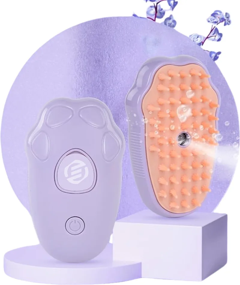 Katten stoomborstel - Kattenstoomborstel - Stomende Kattenborstel - Water borstel kat - Waterborstel Kat - Katten Mistborstel - Mistborstel Kat - Kattenborstel - Borstel Kat - Cat Brush - Steam Brush by Equivera in Purple – product photo