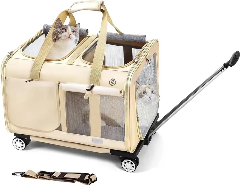 Katten Vervoersbox - Kattenvervoersbox - Reistas Katten - Reismand - Kattendraagtas - Transporttas de Equivera en Khaki – photo produit