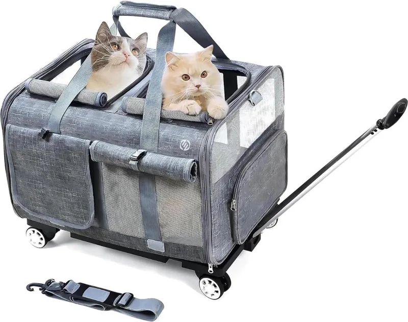 Katten Vervoersbox - Kattenvervoersbox - Reistas Katten - Reismand - Kattendraagtas - Transporttas by Equivera in Grey – product photo