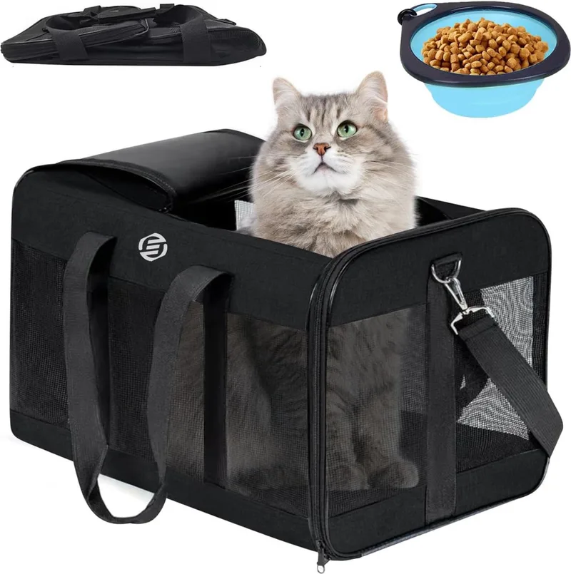 Katten Vervoersbox - Kattenvervoersbox - Reistas Katten - Reismand - Kattendraagtas - Transporttas by Equivera in Black – product photo