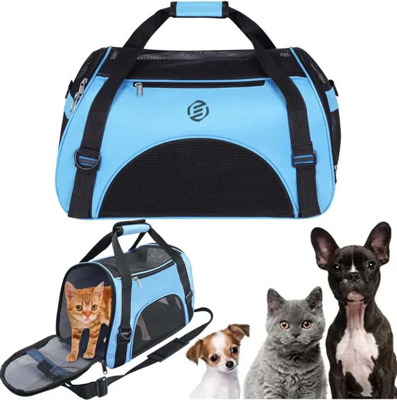 Katten Vervoersbox - Kattenvervoersbox - Reistas Katten - Reismand - Kattendraagtas - Transporttas by Equivera in Blue – product photo