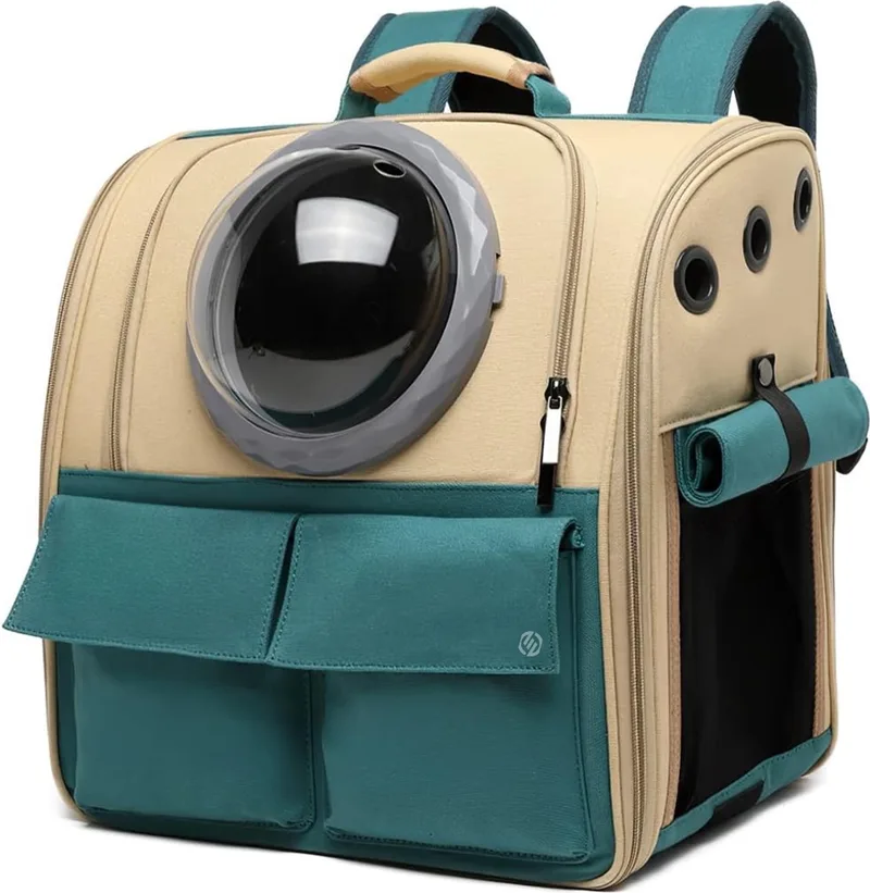 Katten Vervoersbox - Kattenvervoersbox - Reistas Katten - Reismand - Kattendraagtas - Transporttas fra Equivera i Khaki – produktbillede