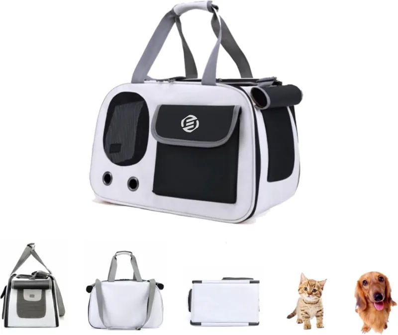 Katten Vervoersbox - Kattenvervoersbox - Reistas Katten - Reismand - Kattendraagtas - Transporttas de Equivera en Gris clair – photo produit