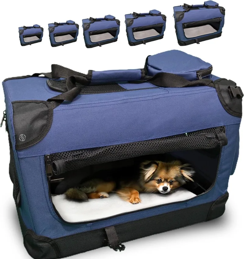 Katten Vervoersbox - Kattenvervoersbox - Reistas Katten - Reismand - Kattendraagtas - Transporttas de Equivera en Bleu foncé – photo produit