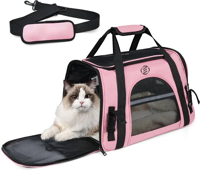 Katten Vervoersbox - Kattenvervoersbox - Reistas Katten - Reismand - Kattendraagtas - Transporttas by Equivera in Pink – product photo