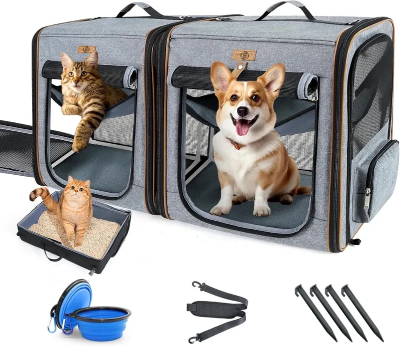 Katten Vervoersbox - Kattenvervoersbox - Reistas Katten - Reismand - Kattendraagtas - Transporttas by Equivera in Grey – product photo